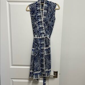 BCBGMaxAzria Blue and White Asymmetrical Dress